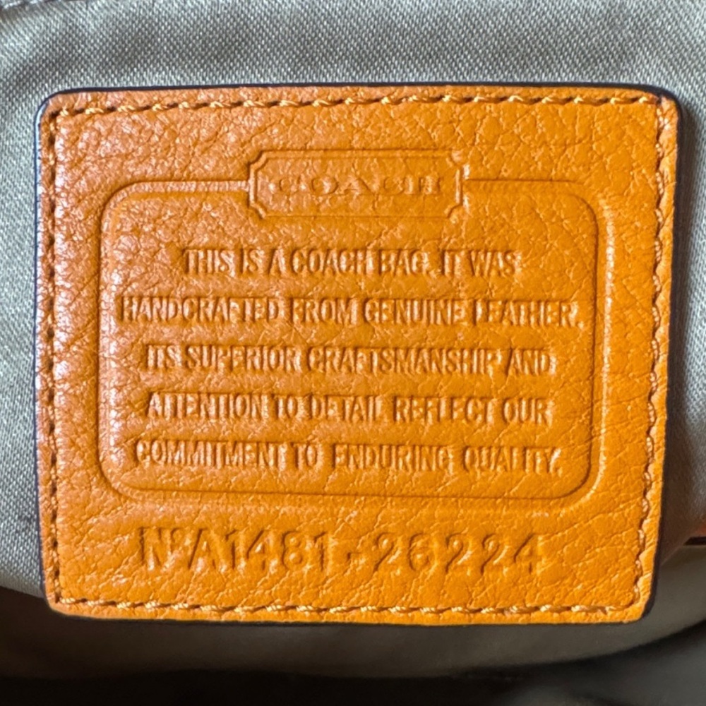 Coach Pebbled Leather Shoulder Bag in Bright Orange with Gold Hardware - Picture 4 of 12
